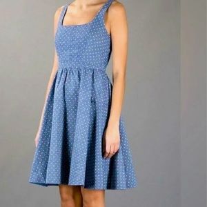 Marc by Marc Jacobs polka dot blur chambray a line sleeveless dress size US 2